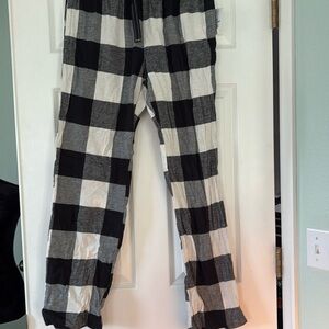 Black white checked pajama bottoms